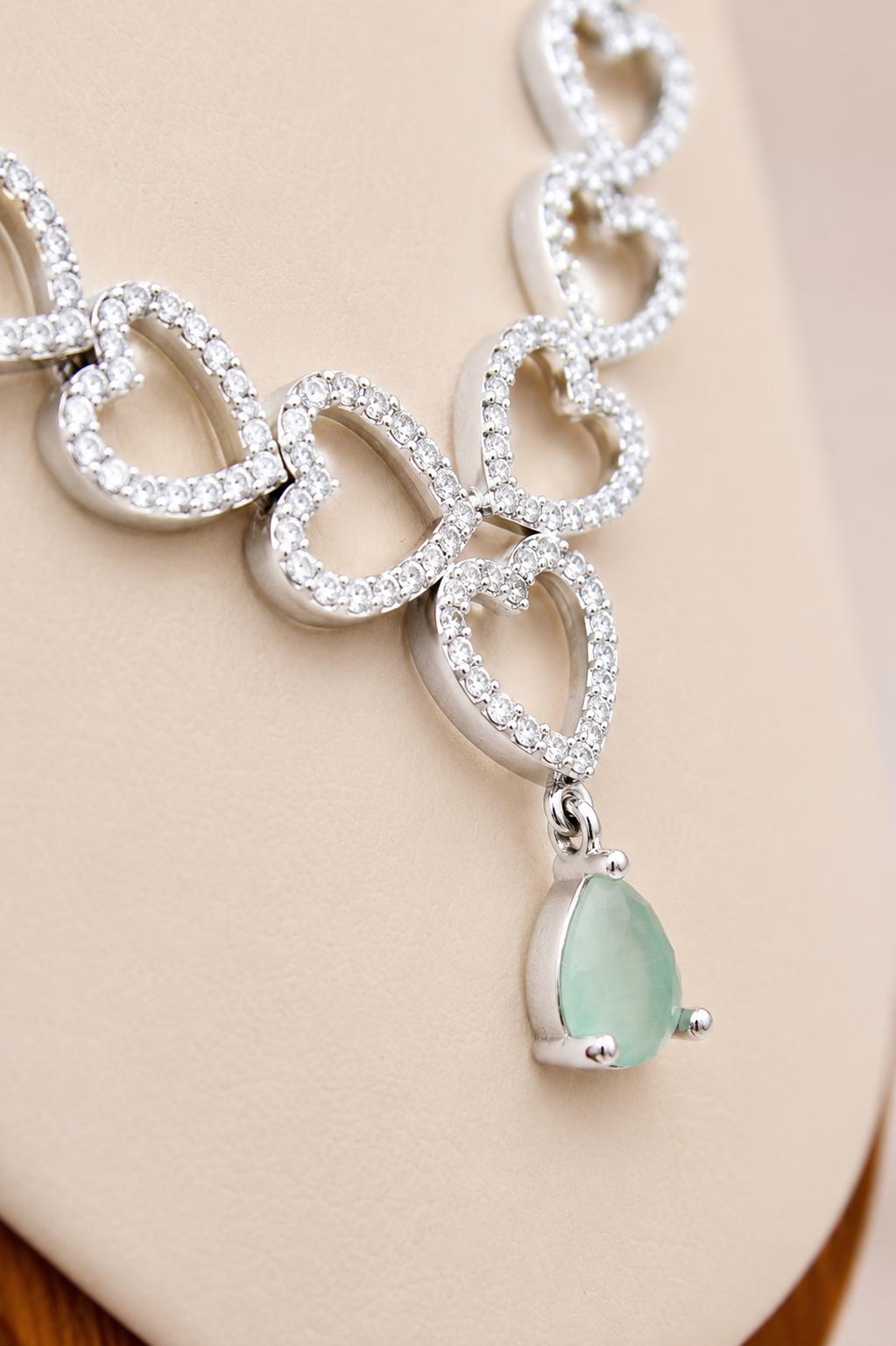 Linked hearts mint aqua drop set