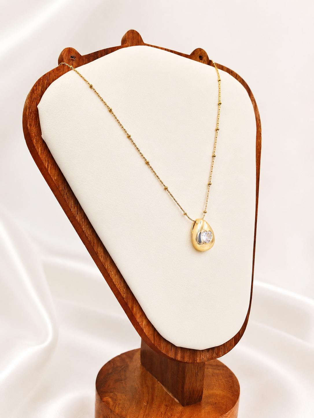Crystal heart teardrop necklace