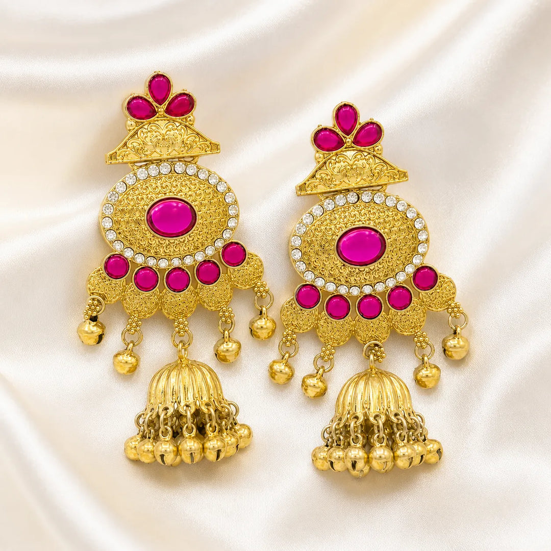 Antique Pink Chandbali Earrings