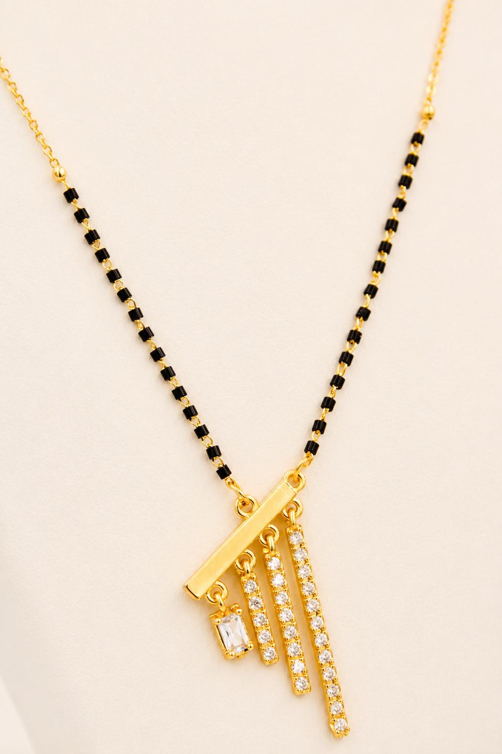 Crystal Bar Fringe Mangalsutra