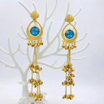 Load image into Gallery viewer, Sapphire Heart Kashmiri Jhumka Earrings
