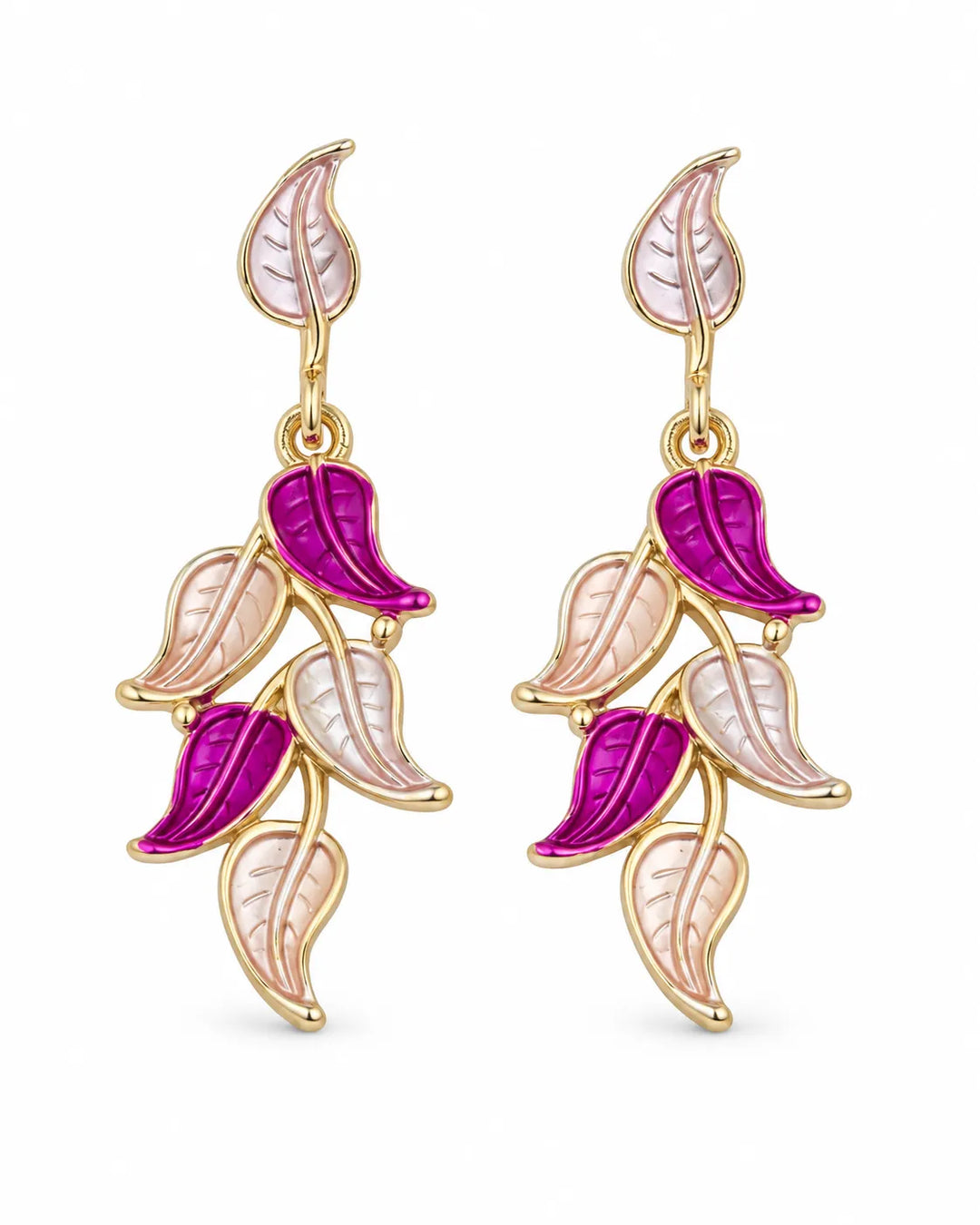 Ruvique Pastel Leaf Cascade Drop Earrings