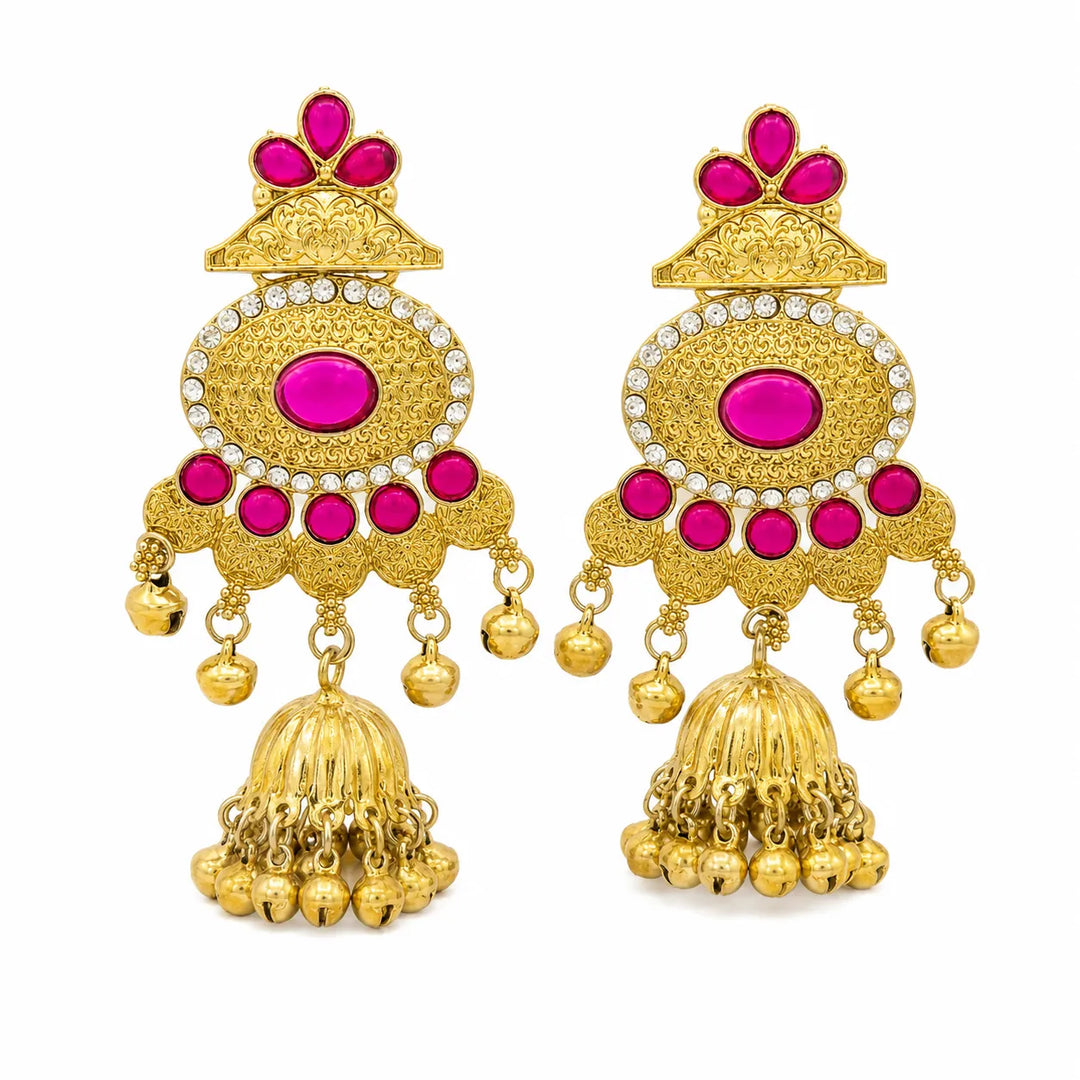 Antique Pink Chandbali Earrings