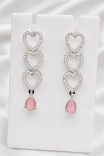 Load image into Gallery viewer, Linked Hearts Pink Drop Necklace Set
