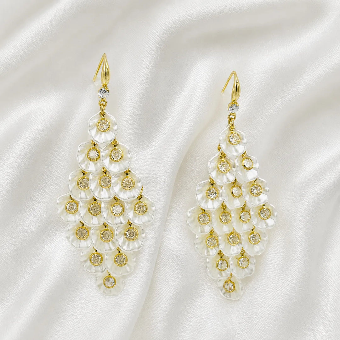 Pearl Petal Layered Drop Earrings