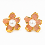 Load image into Gallery viewer, Blush Petal Pearl Centre Stud Earrings
