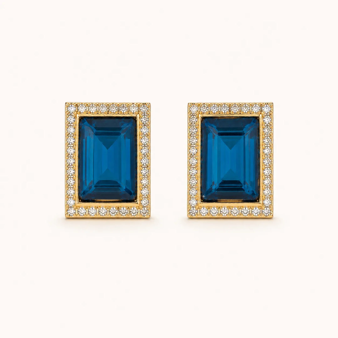 Navy Gem Halo Studs