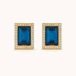Load image into Gallery viewer, Navy Gem Halo Studs

