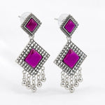 Load image into Gallery viewer, Purple Square Oxidised Silver Earrings
