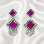 Load image into Gallery viewer, Purple Square Oxidised Silver Earrings
