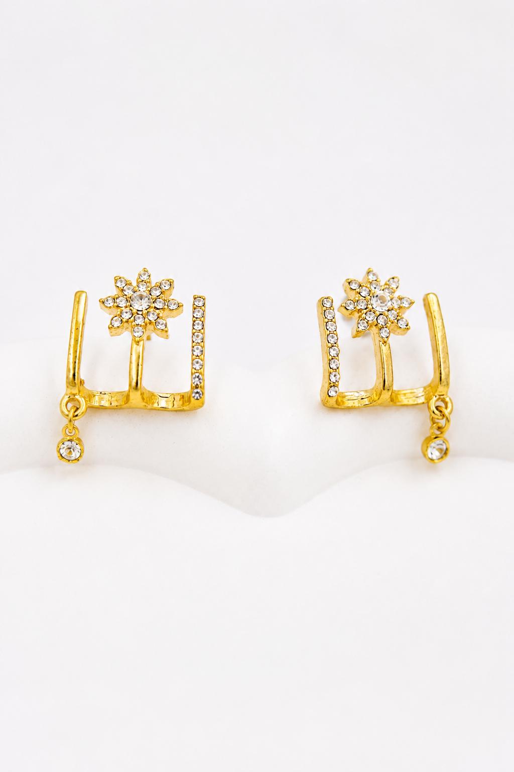 Crystal Star Huggie Drop Earrings