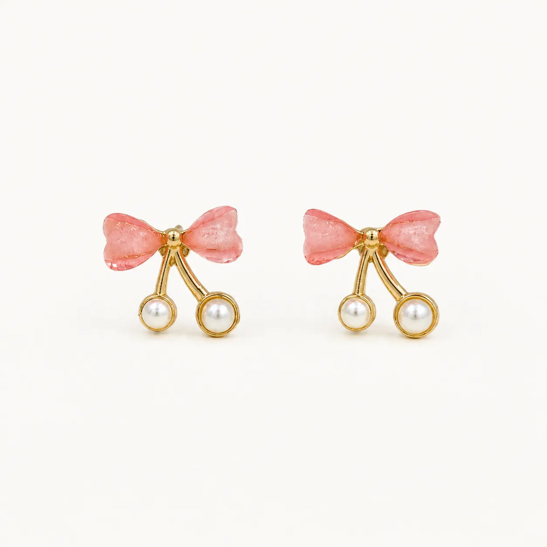 Cherry Blossom Pearl Bow Earrings