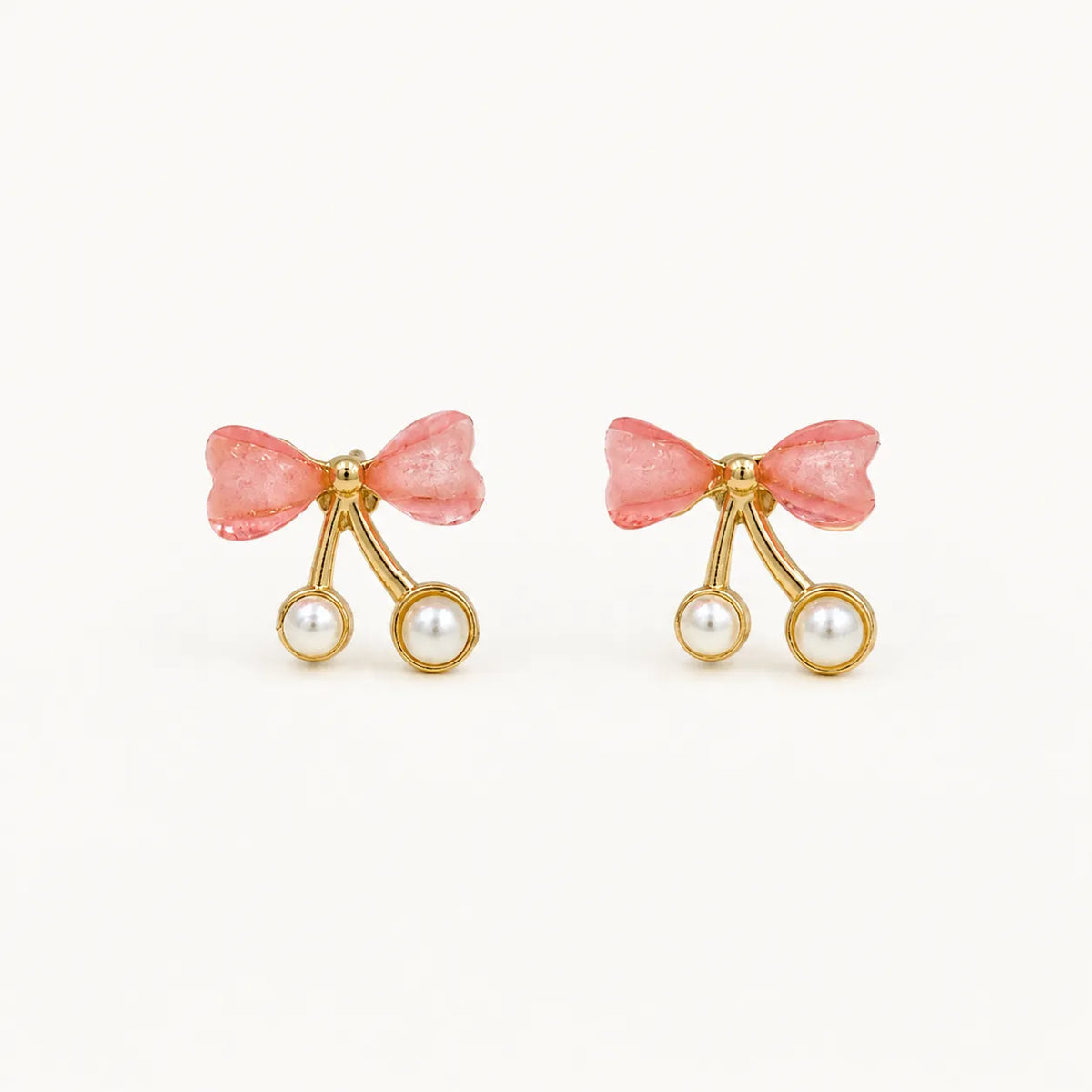 Cherry blossom pearl bow earrings