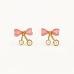 Load image into Gallery viewer, Cherry Blossom Pearl Bow Earrings
