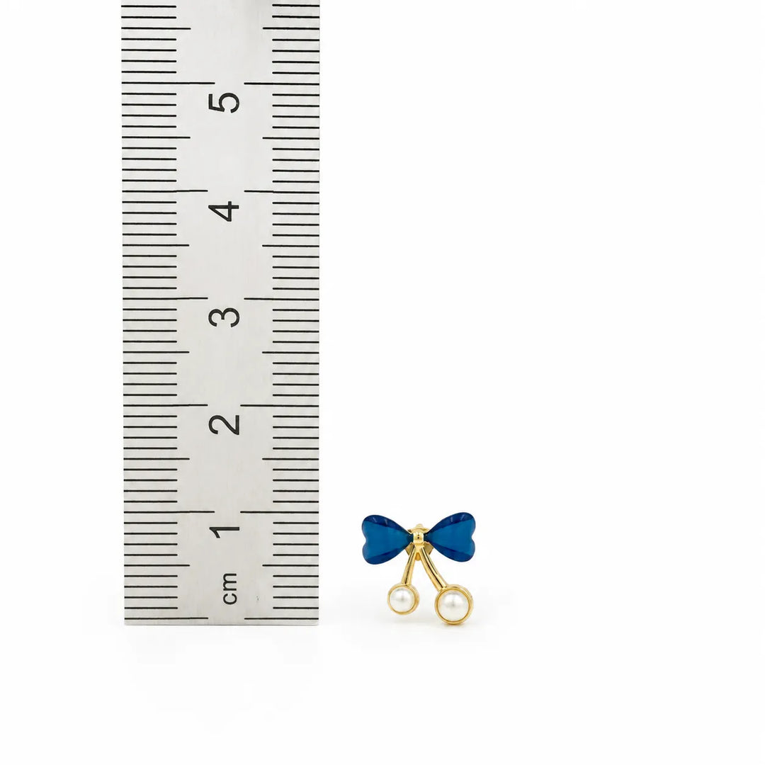 Sapphire Bow Cherry Earrings