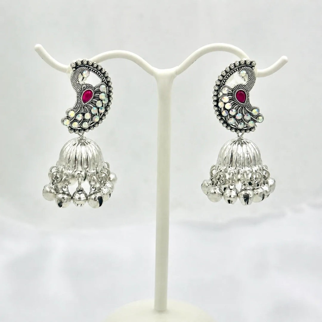 Ruby Peacock Jhumka Earrings
