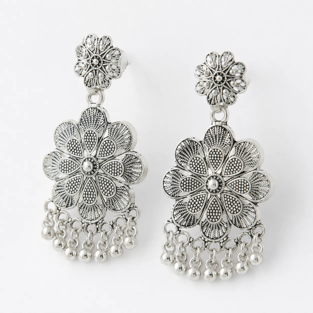 Zara Silver Bloom Drop Earrings