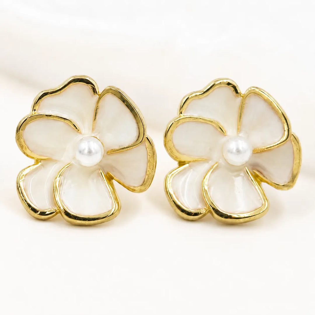 Pearl Blossom Stud Earrings