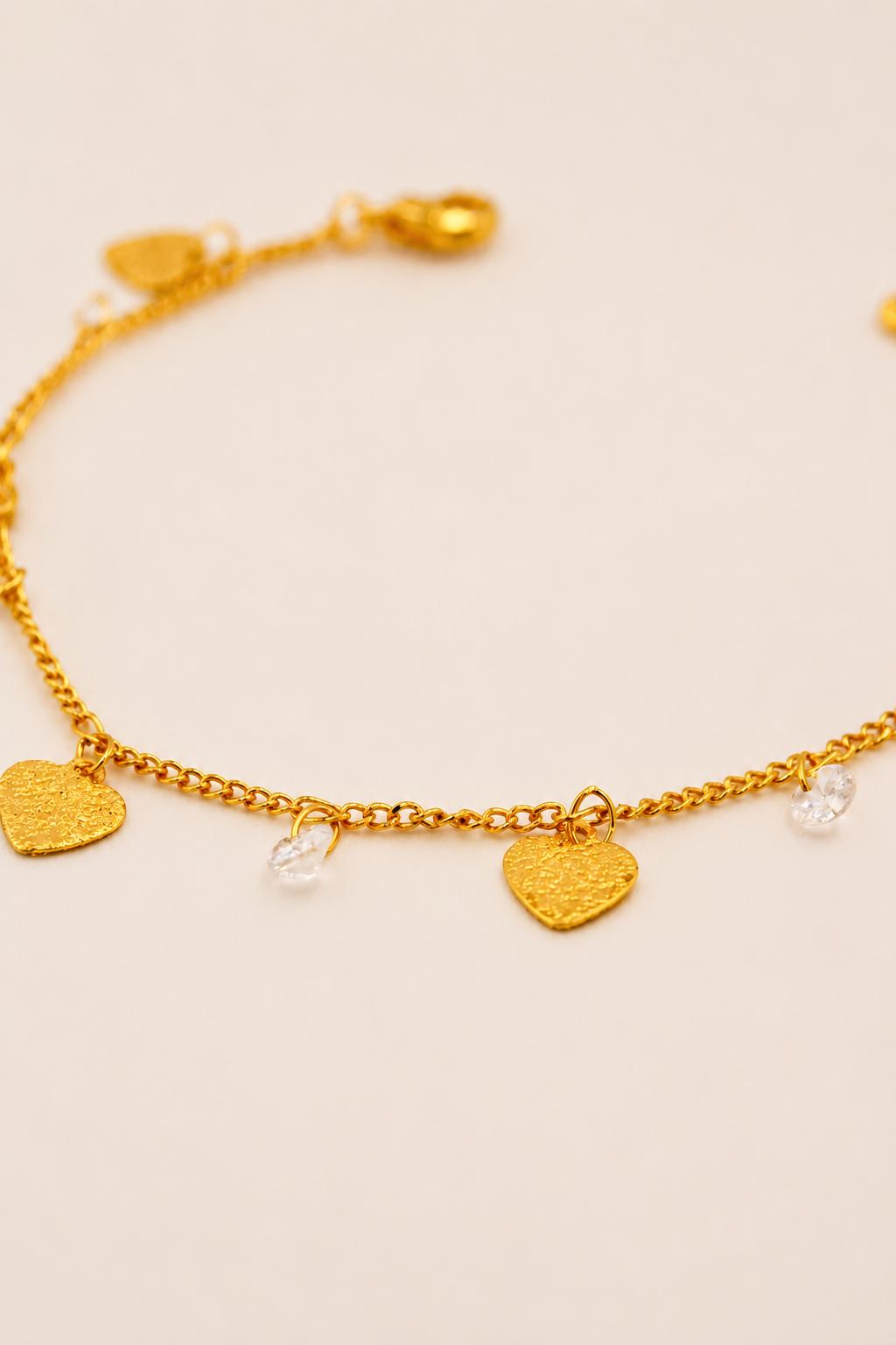 Heart & crystal charm bracelet