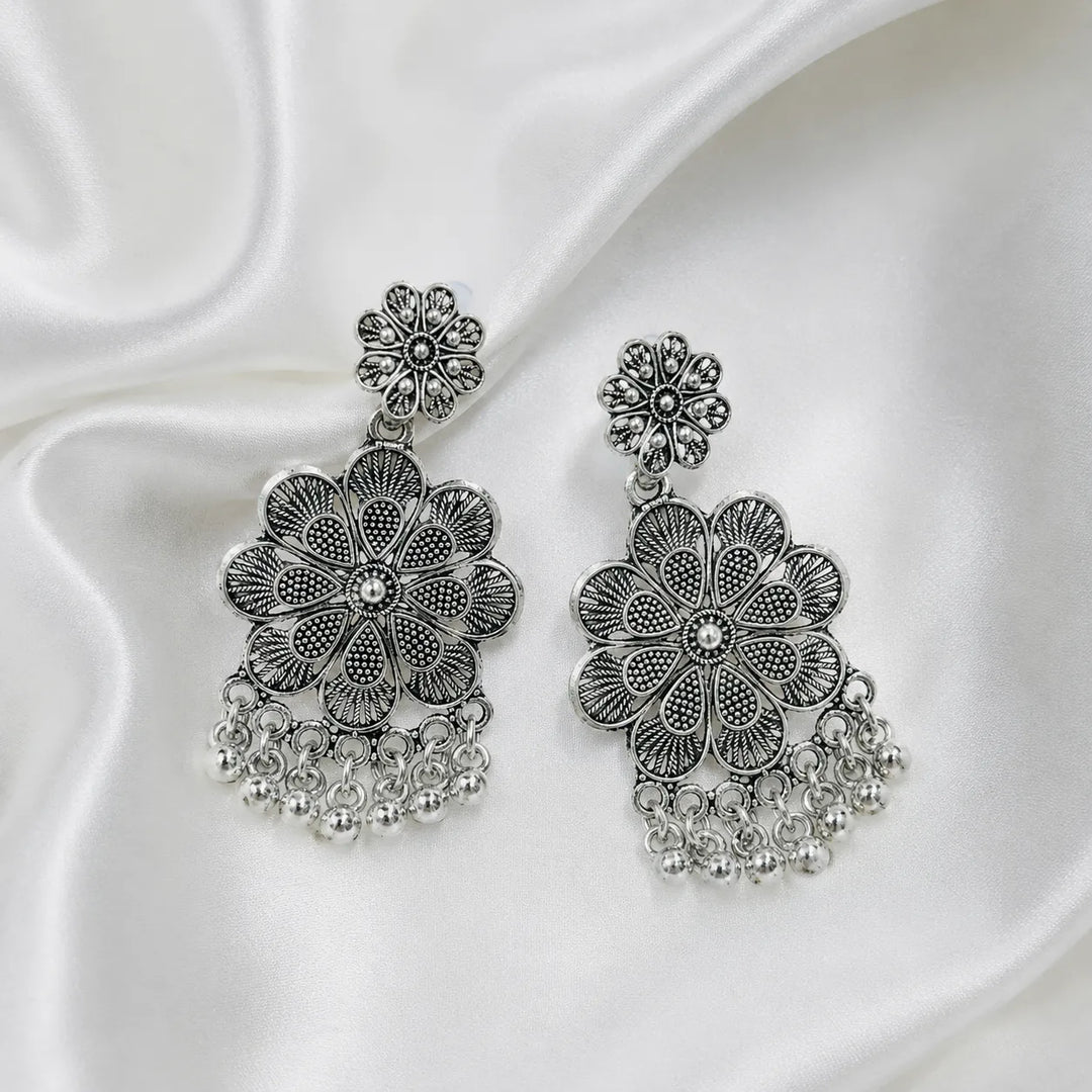 Zara Silver Bloom Drop Earrings