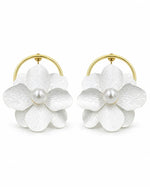 Load image into Gallery viewer, Ruvique Large Floral Pearl Hoop Statement Earrings

