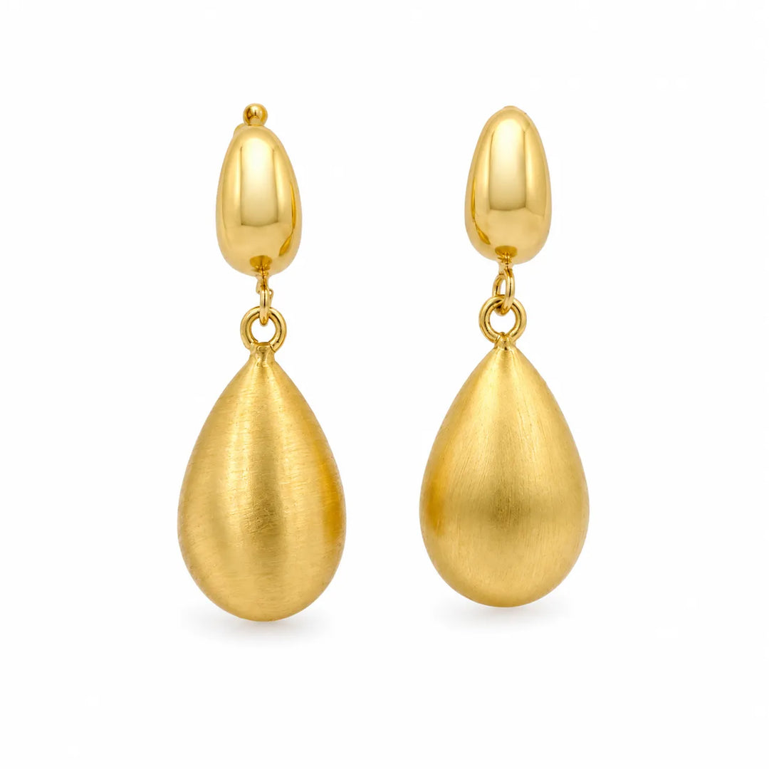 Chunky Oval Matte Teardrop Earrings