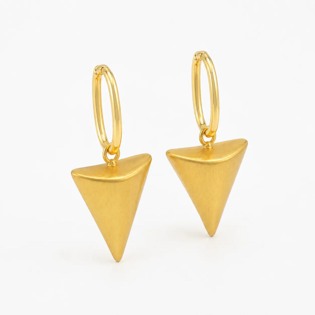 Golden Triangle Charm Hoop Earrings