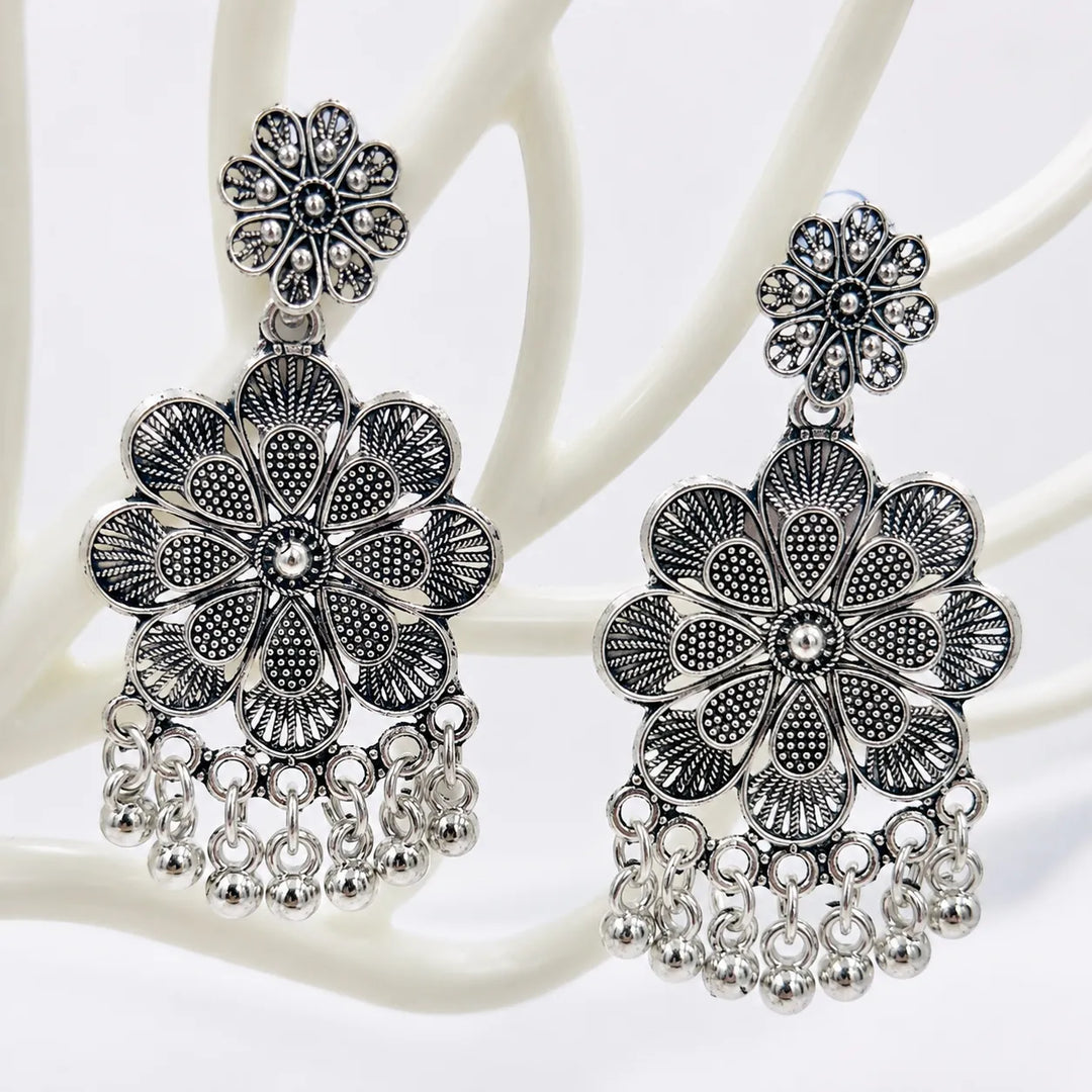 Zara Silver Bloom Drop Earrings