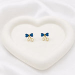 Load image into Gallery viewer, Sapphire Bow Cherry Earrings
