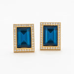 Load image into Gallery viewer, Navy Gem Halo Studs
