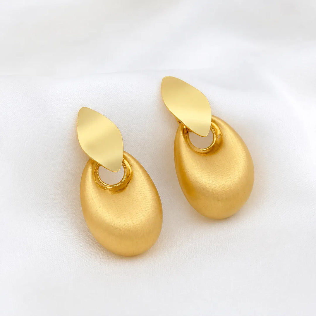Golden Pebble Drop Earrings