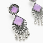 Load image into Gallery viewer, Lavender Stone Oxidised Ghungroo Earrings
