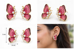 Load image into Gallery viewer, Ruvique Butterfly Pearl Enamel Stud Earrings
