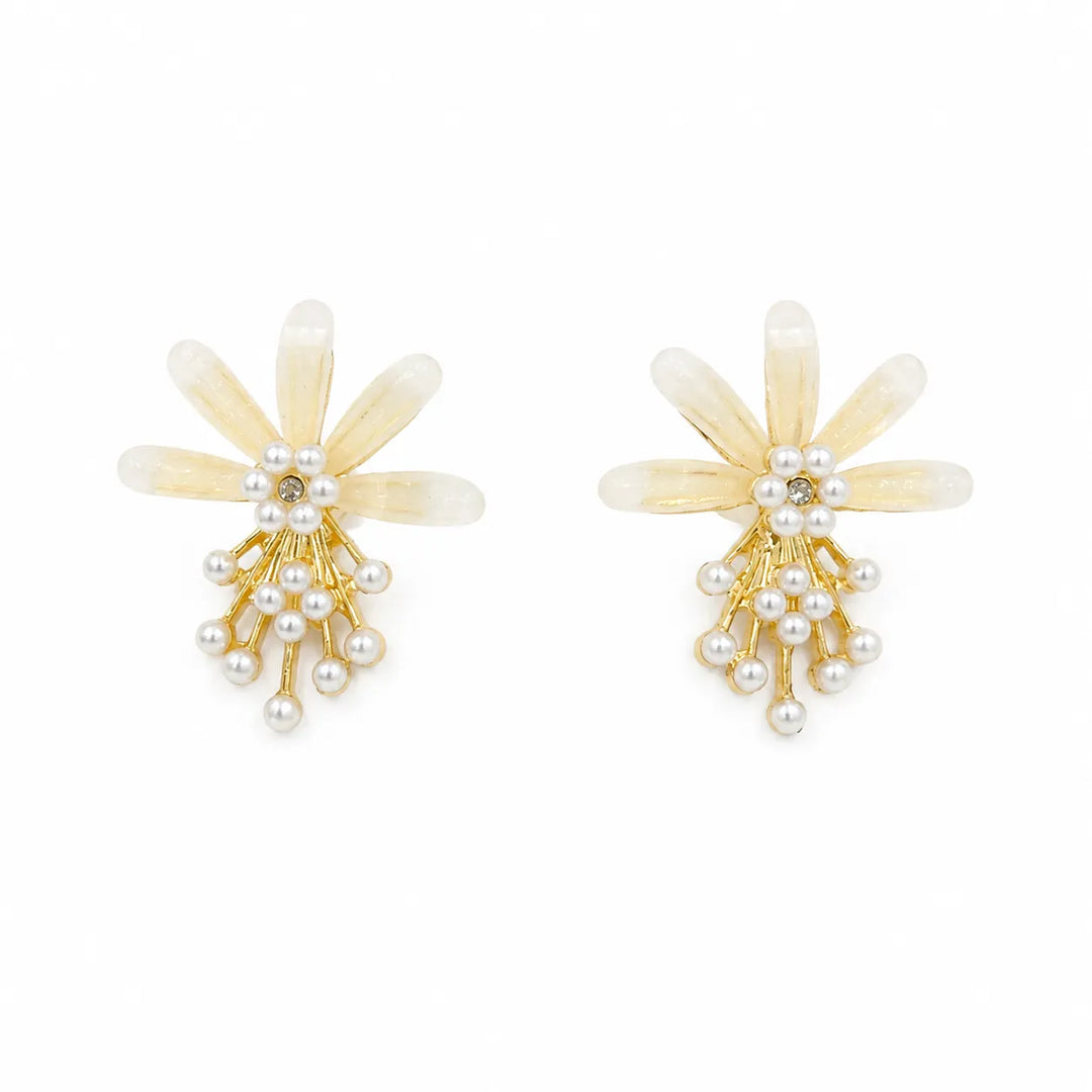 Ivory Bow Pearl Branch Drop Earrings