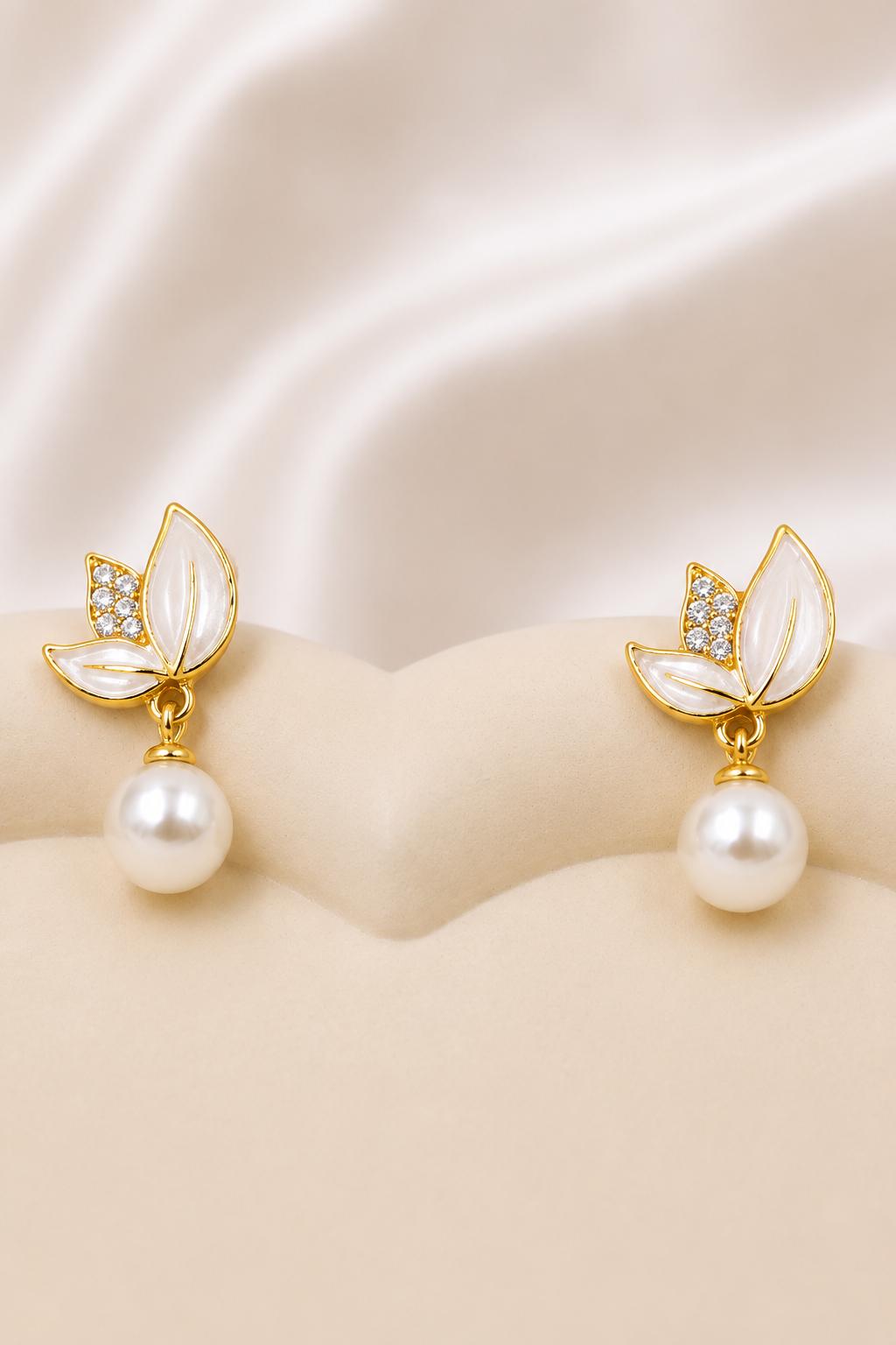Pearl Wing Stud Earrings