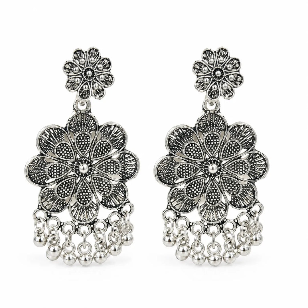 Zara Silver Bloom Drop Earrings
