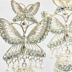 Load image into Gallery viewer, Silver Crystal Butterfly Jhumka Earrings
