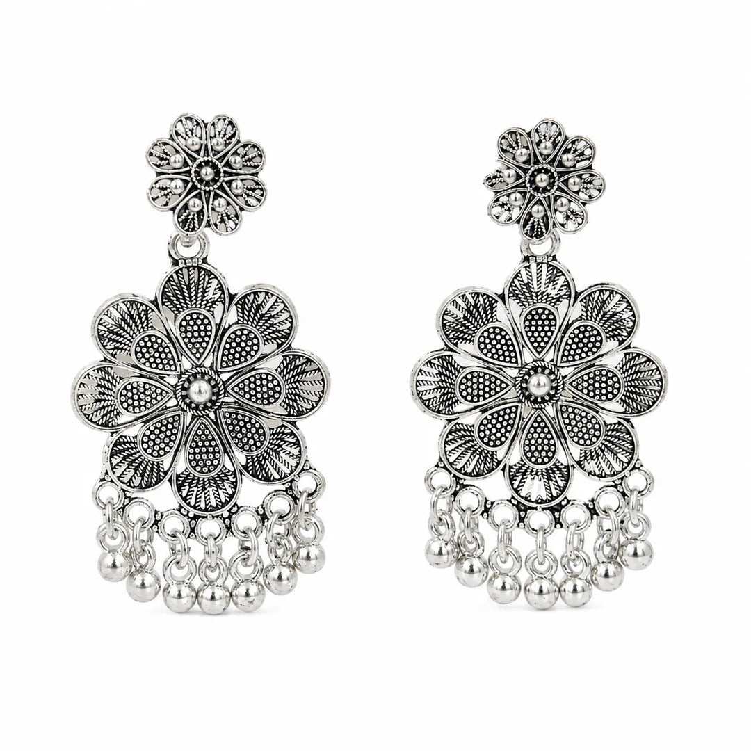 Zara Silver Bloom Drop Earrings