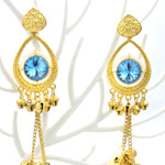Load image into Gallery viewer, Sapphire Heart Kashmiri Jhumka Earrings
