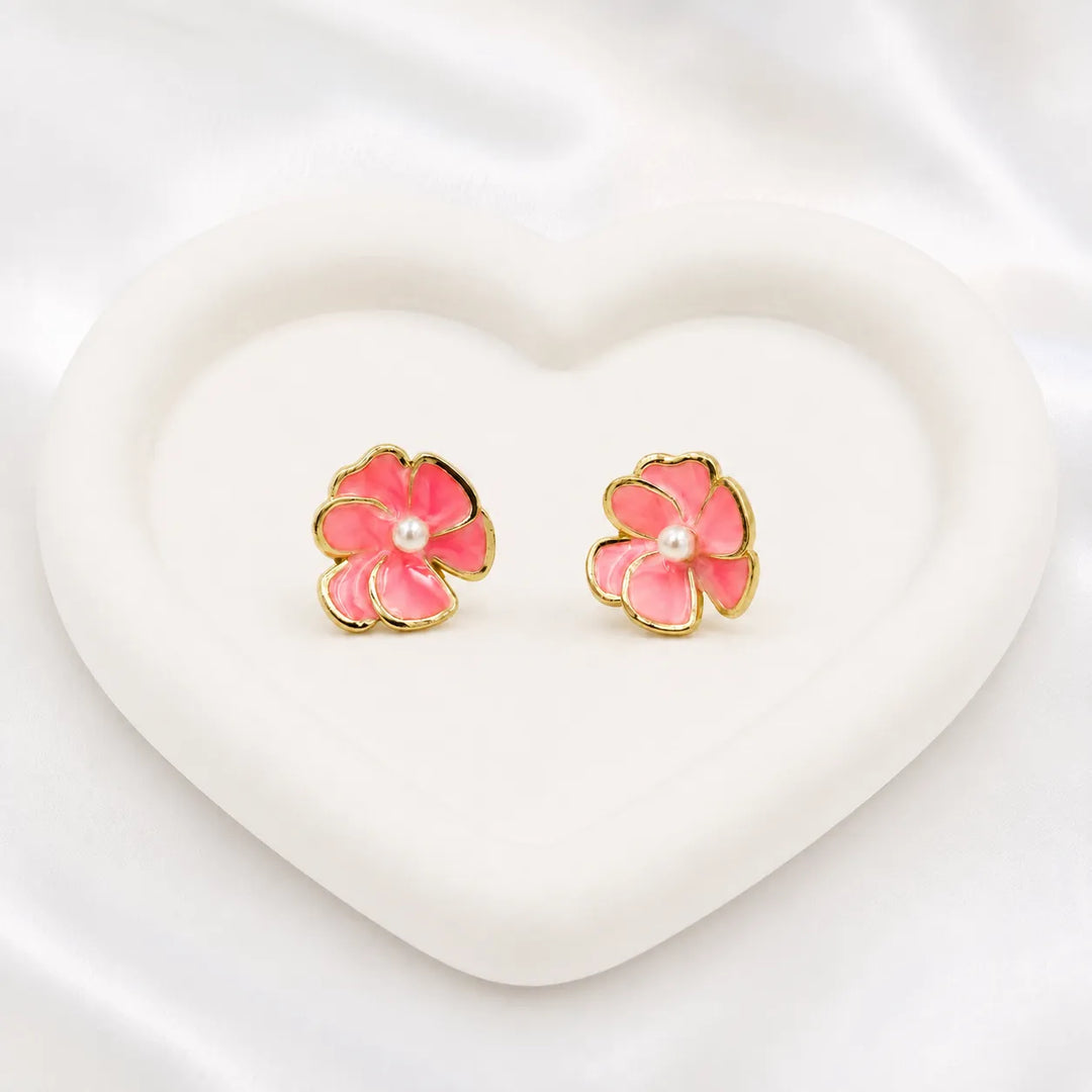 Peony Bloom Pearl Studs