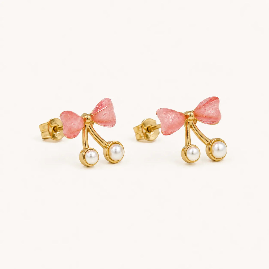 Cherry Blossom Pearl Bow Earrings