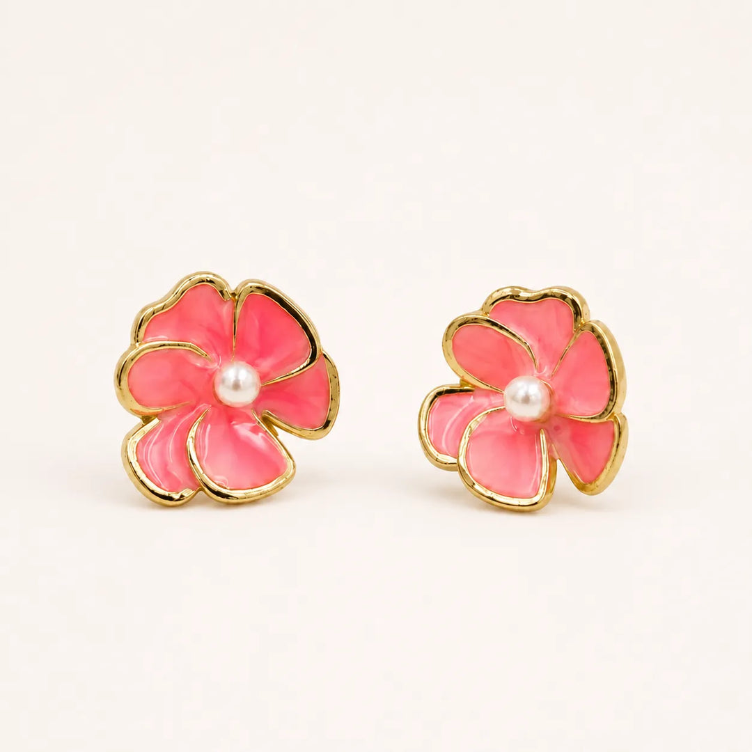 Peony Bloom Pearl Studs