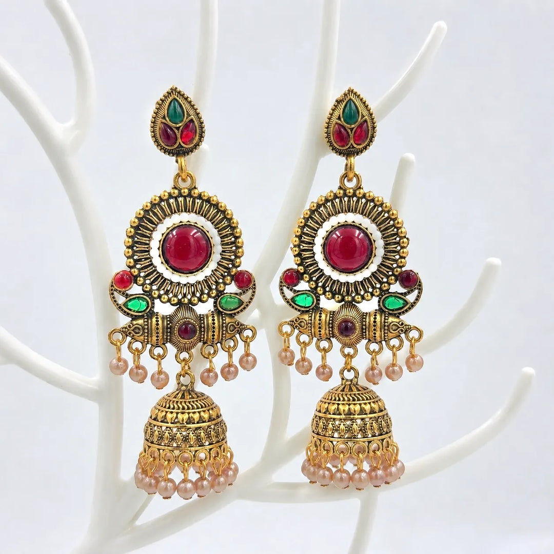 Heritage Stone Jhumka Earrings