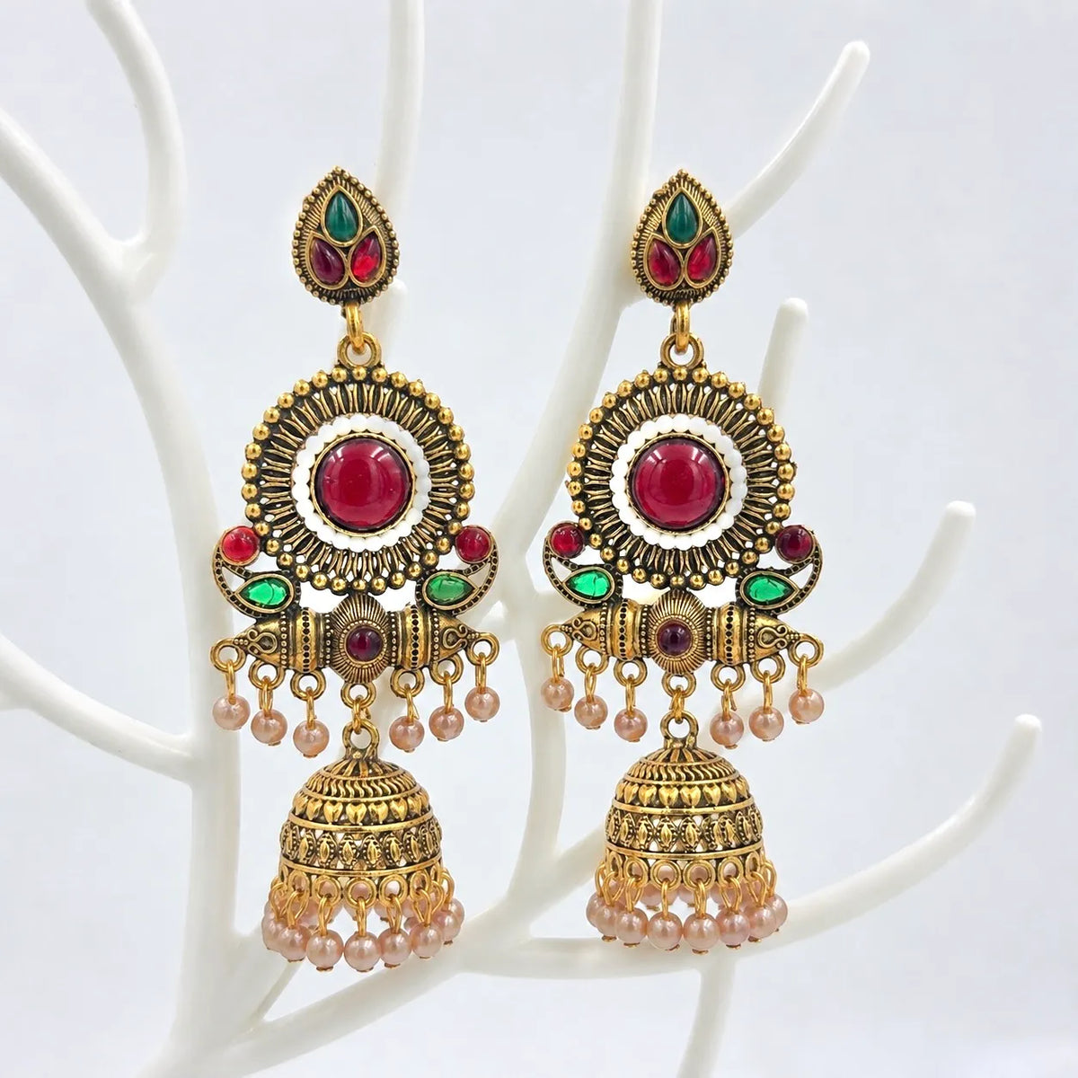 Heritage stone jhumka earrings