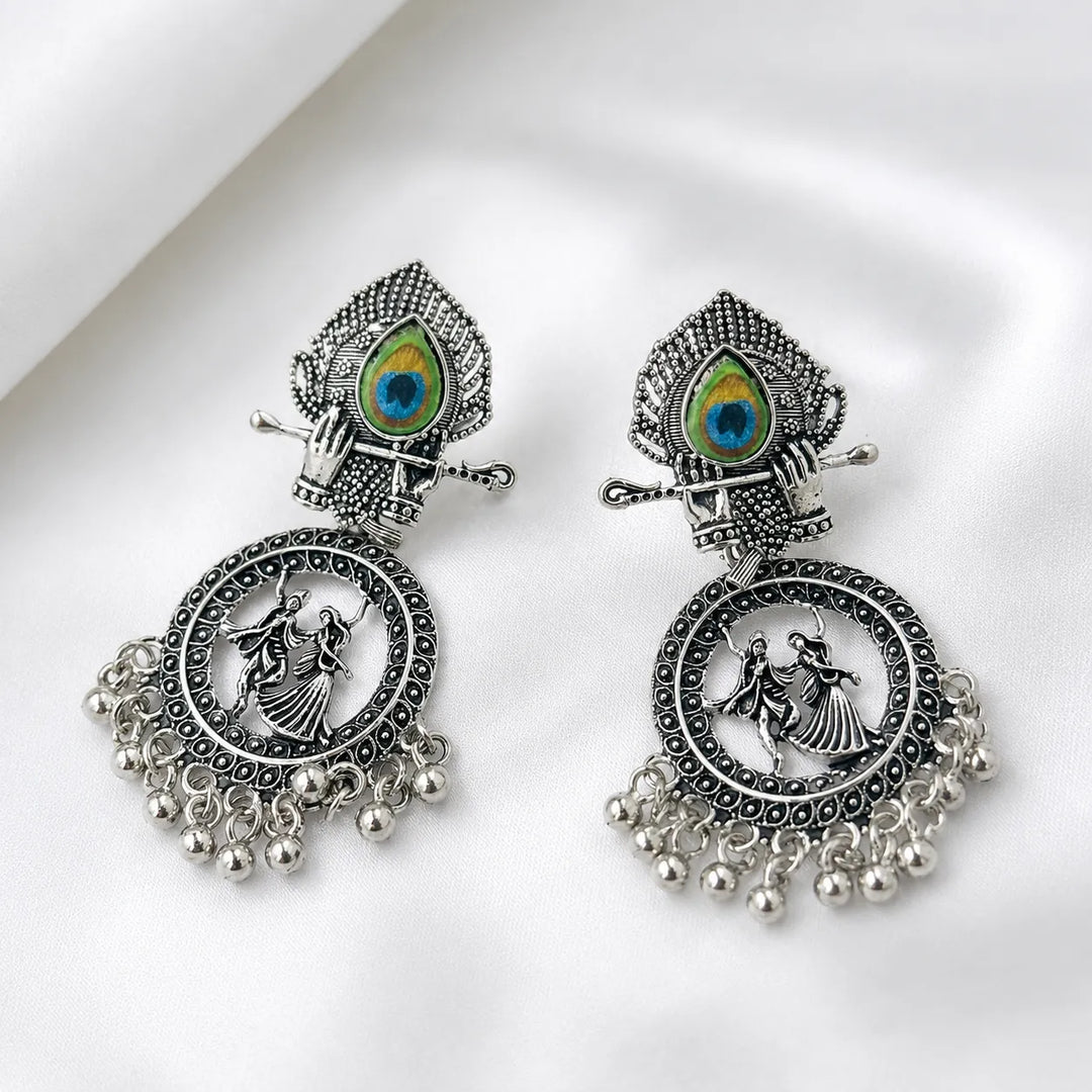 Divine Radha Krishna Oxidised Earrings