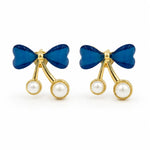 Load image into Gallery viewer, Sapphire Bow Cherry Earrings
