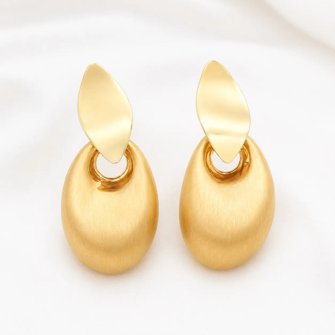 Golden Pebble Drop Earrings