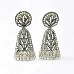 Load image into Gallery viewer, Mirror Stone Oxidised Jhumka Earrings
