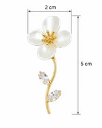 Load image into Gallery viewer, Ruvique White Flower Gold Stem CZ Leaf Earrings
