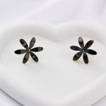 Load image into Gallery viewer, Black Floral Crystal Stud Earrings
